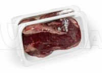 Упаковка мяса в МГС в жесткую пленку на термоформере
